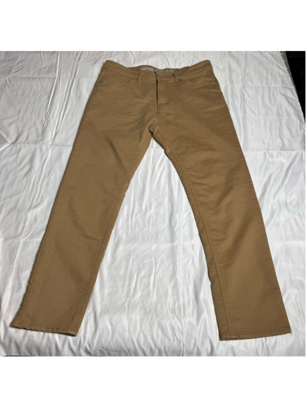 Men's Vintage Genes Black Slim Fit Chino Pants Brown Waist 36x32